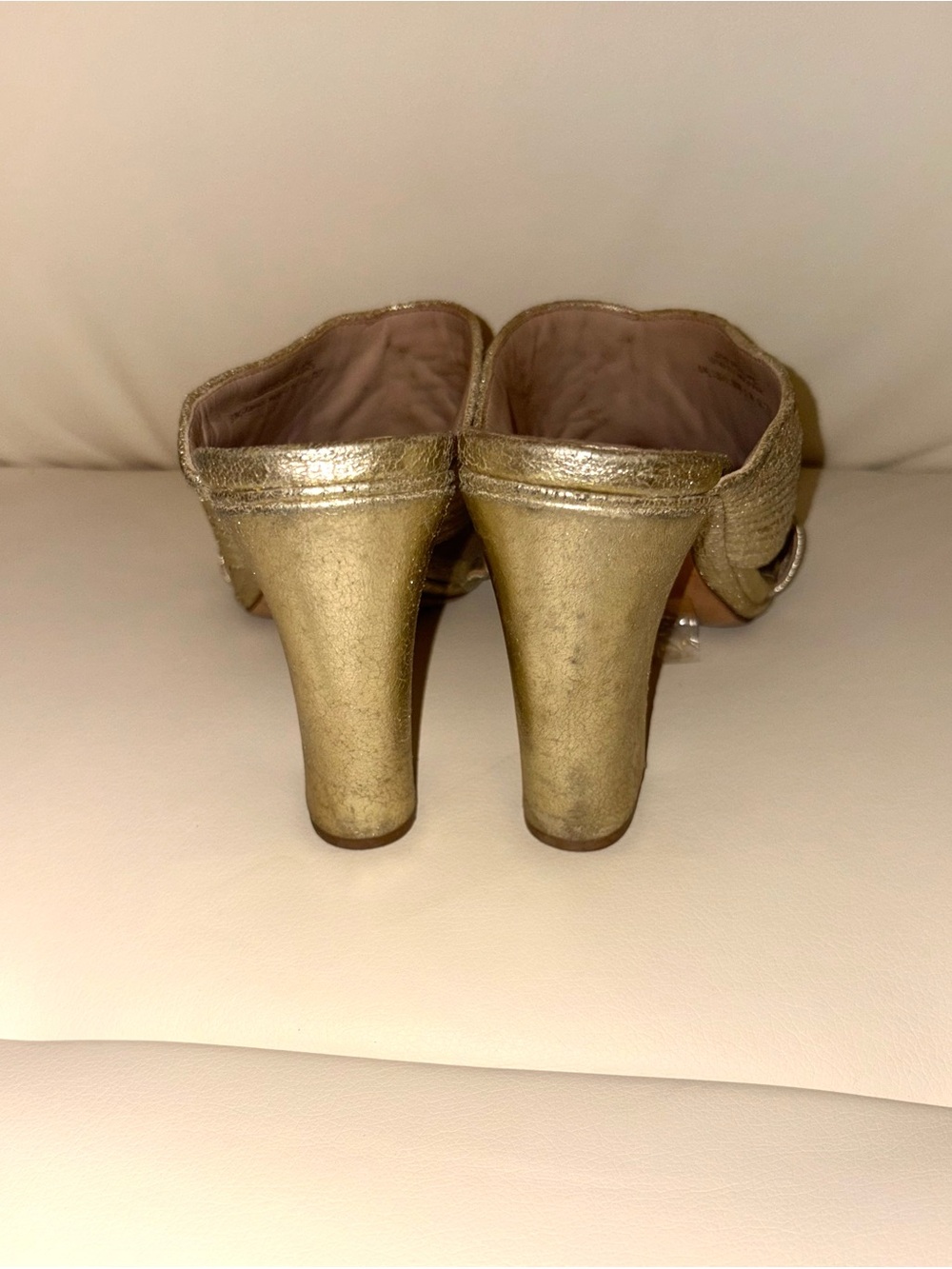 Tory Burch Metallic Gold Woven Slide Mules - Picture 5 of 6